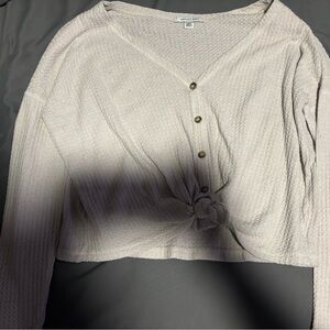 Cream Button-Up Knit Sweater